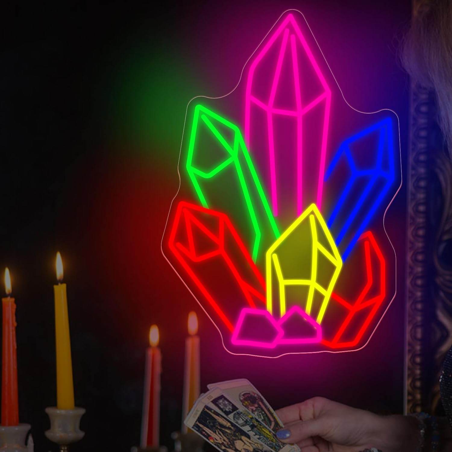 Crystals Stones Tarot Neon Sig - Pilates Yoga Studio ulasan dan harga